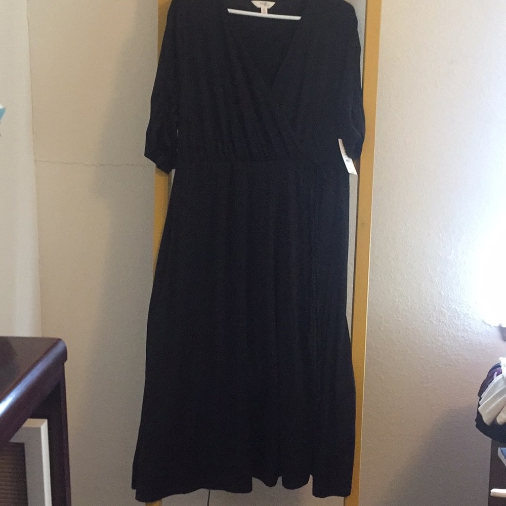 NWT Black stretch wrap dress